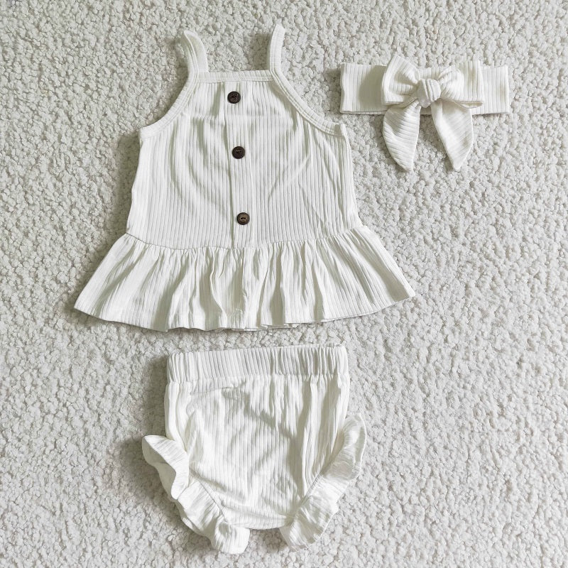 GBO0055 Baby Girls Cute White Cotton Bummies Set