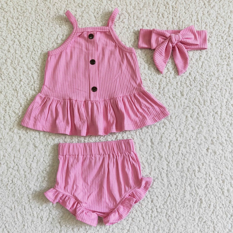 GBO0058 Red Baby Girls Cute White Cotton Bummies Set