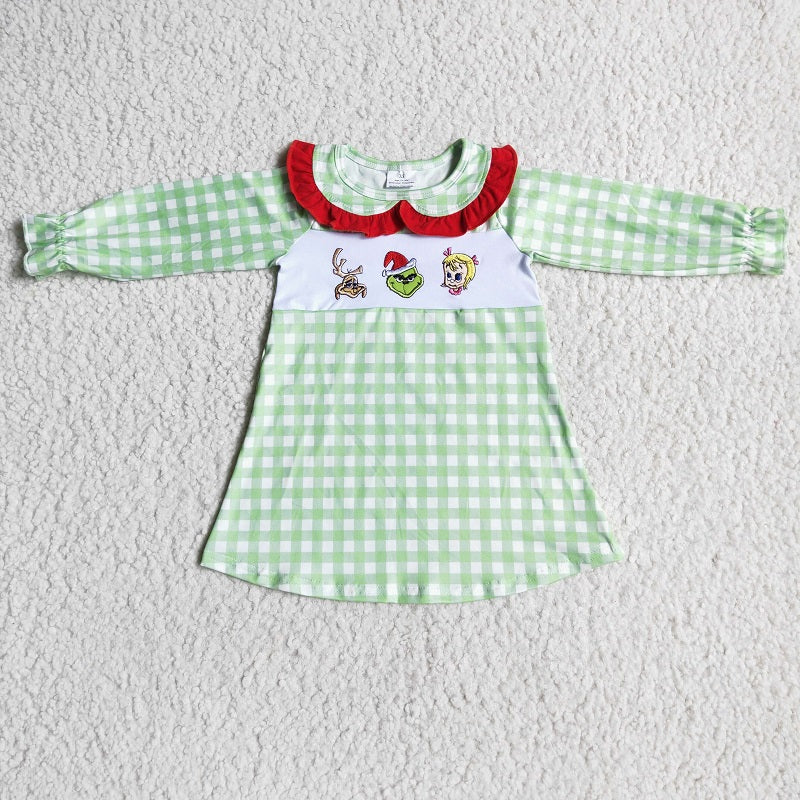GLD0009 Girls Christmas Plaid Long Sleeve Suit