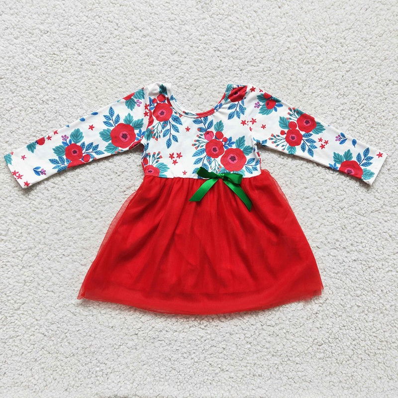 GLD0120 CHRISTMAS FLOWER TULLE DRESS