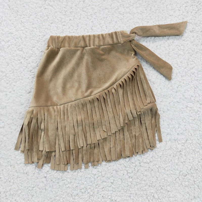 GLK0004 baby girl clothes Khaki velvet skirt