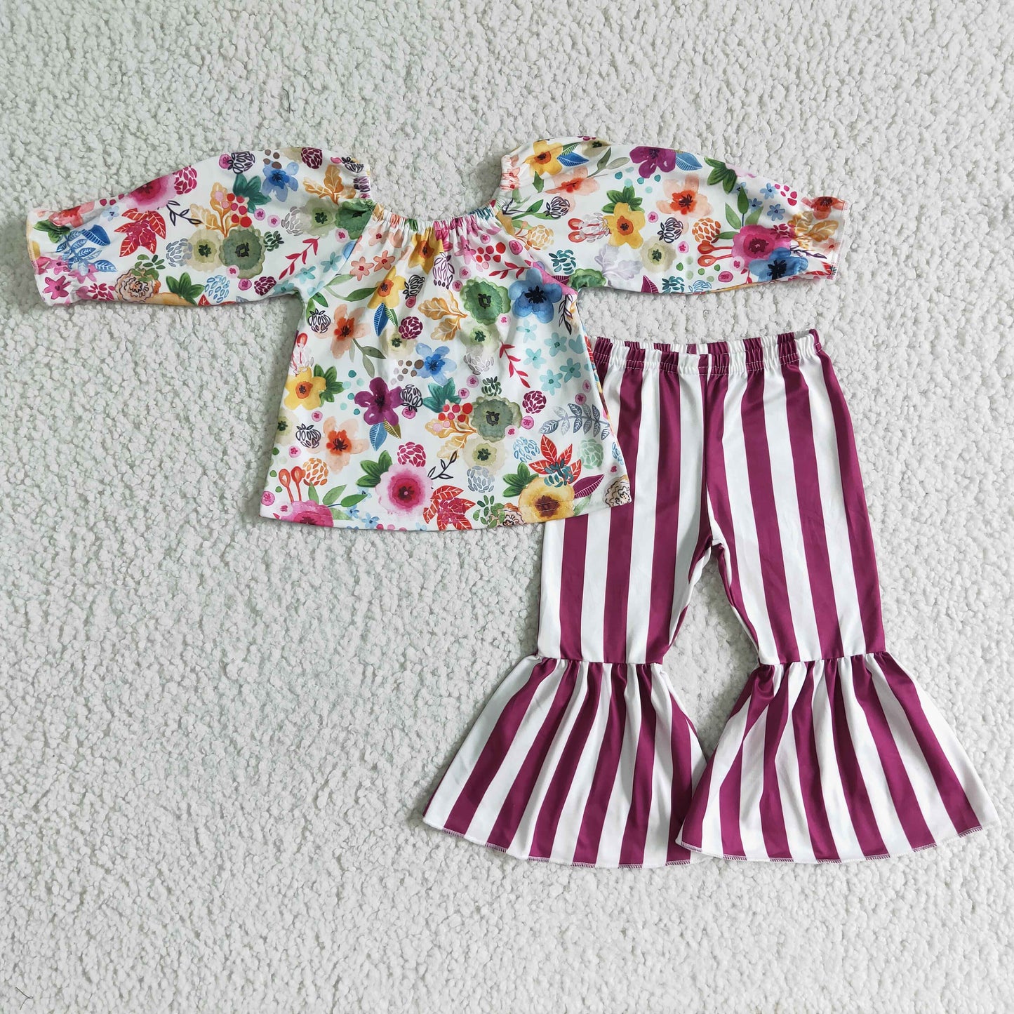 GLP0013 new styles baby girls floral flower print long sleeve set