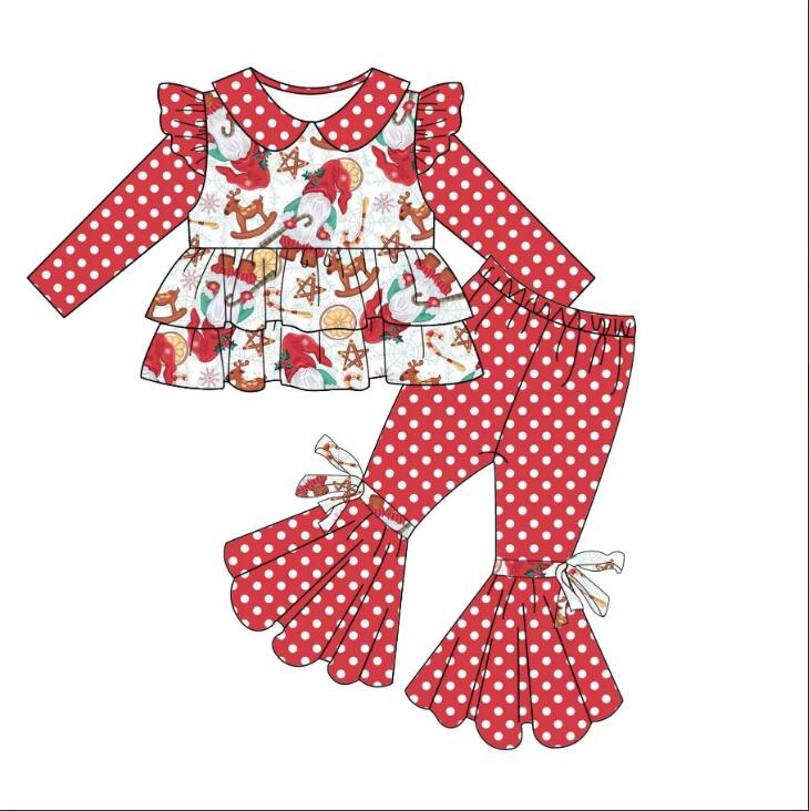 GLP0269 Girls Santa Red Flying Sleeve Trousers Suit