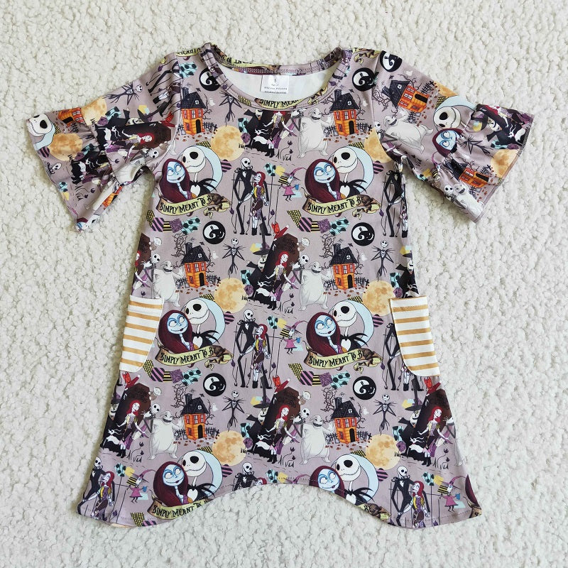 GSD0111 Halloween Zombie Pocket Short Sleeve Dress