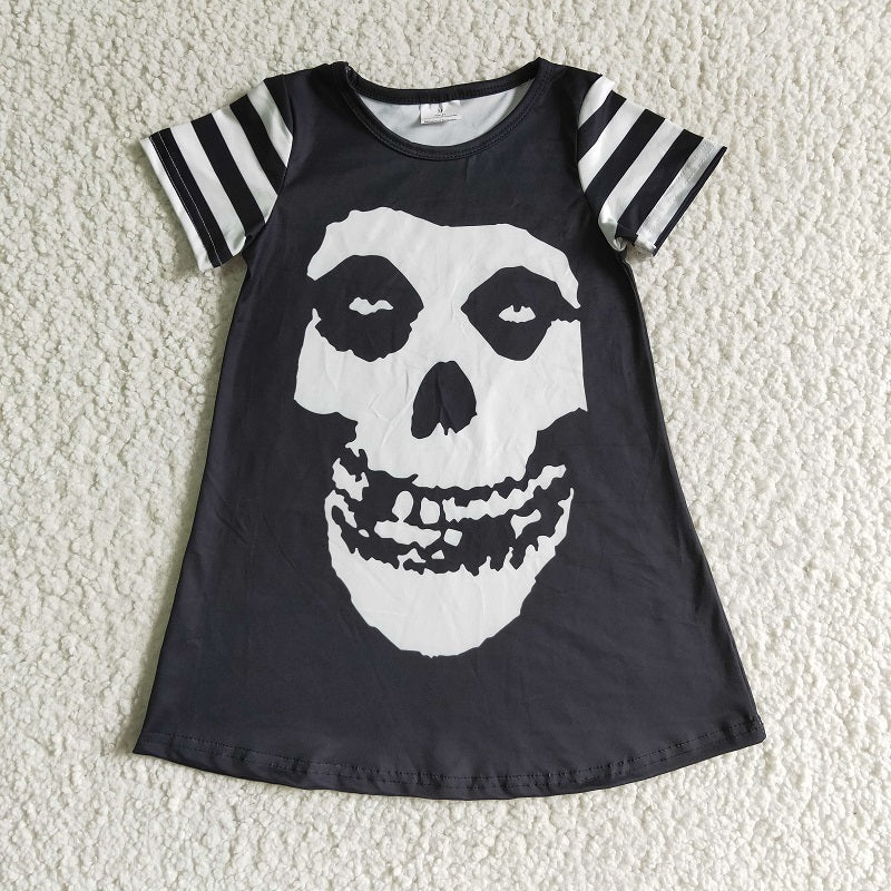 GSD0137 Black and White Skull Short Sleeve Dress
