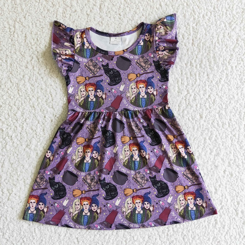GSD0143 Halloween Cartoon Print Short Dress