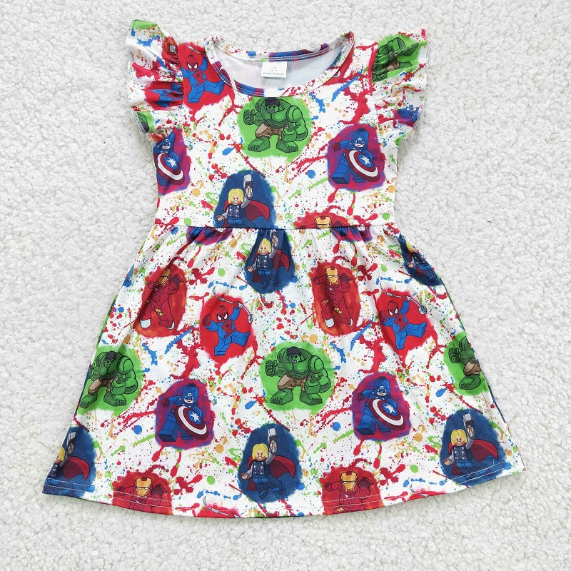 GSD0172 baby girl cartoon flying sleeve dress