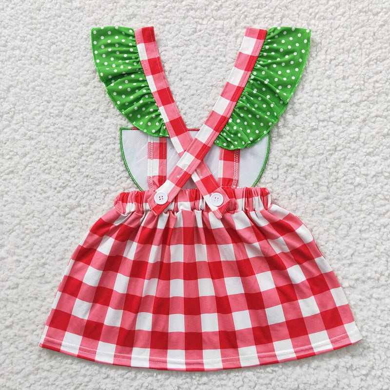 GSD0234 Baby Girls Watermelon Red Plaid Strap Dress D 6.5