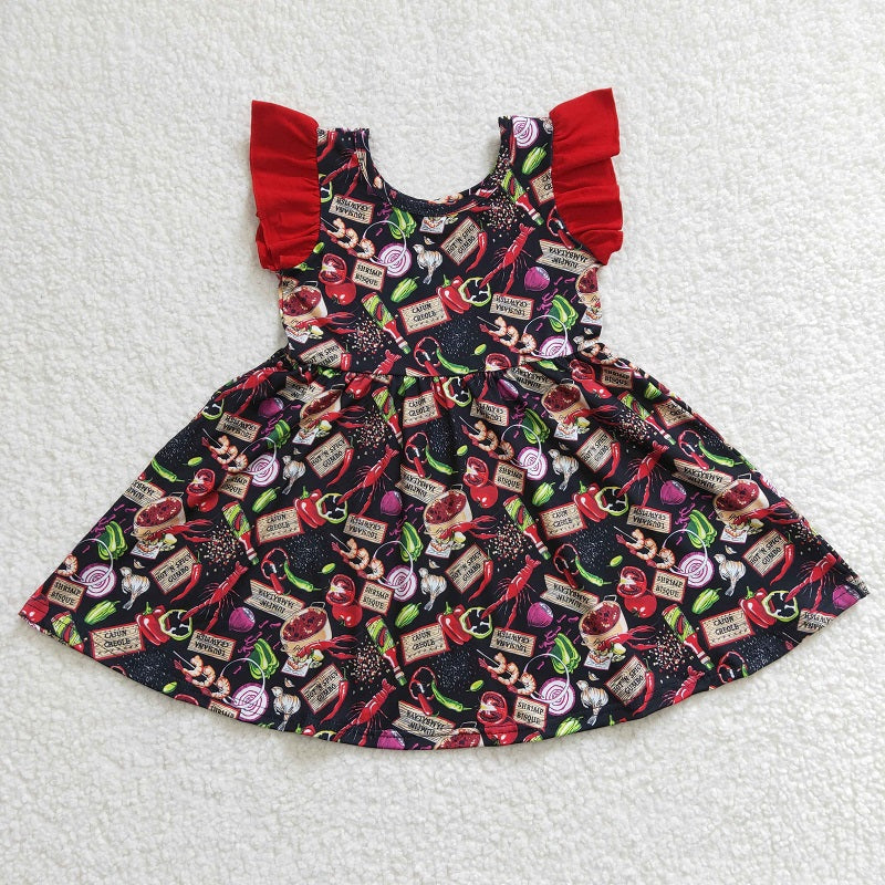 GSD0245 Girls Crayfish Onion Fly Sleeve Dress