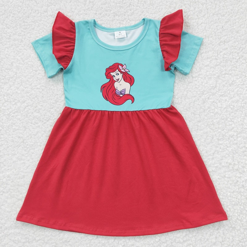 GSD0250 Baby Girls Princess Green Red Short Sleeve Dress