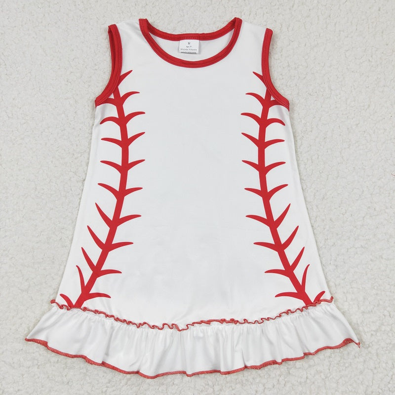 GSD0295 Baby Girls White Sleeveless Baseball Dress D 6.5
