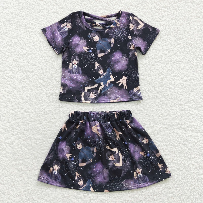 GSD0320 Wed Black Baby Girls Short Sleeve Skirt Set