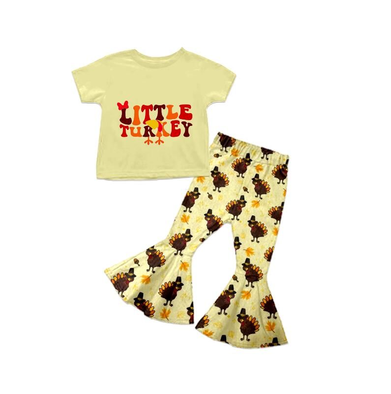 GSPO0174 Thanksgiving Turkey Short Sleeve Pants Set