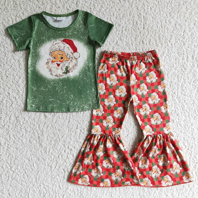 GSPO0182 Girls Santa Green Short Sleeve Trousers Suit D 1021