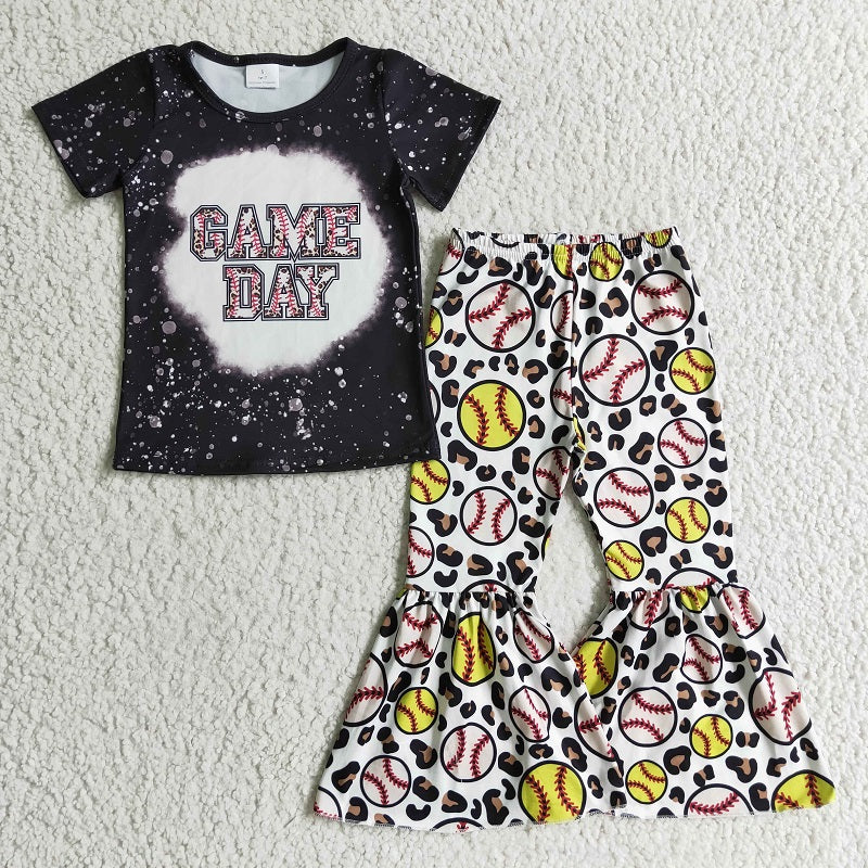 GSPO0214 Baby Girls GAME DAY Baseball Short Sleeve Pant Set D 6.27