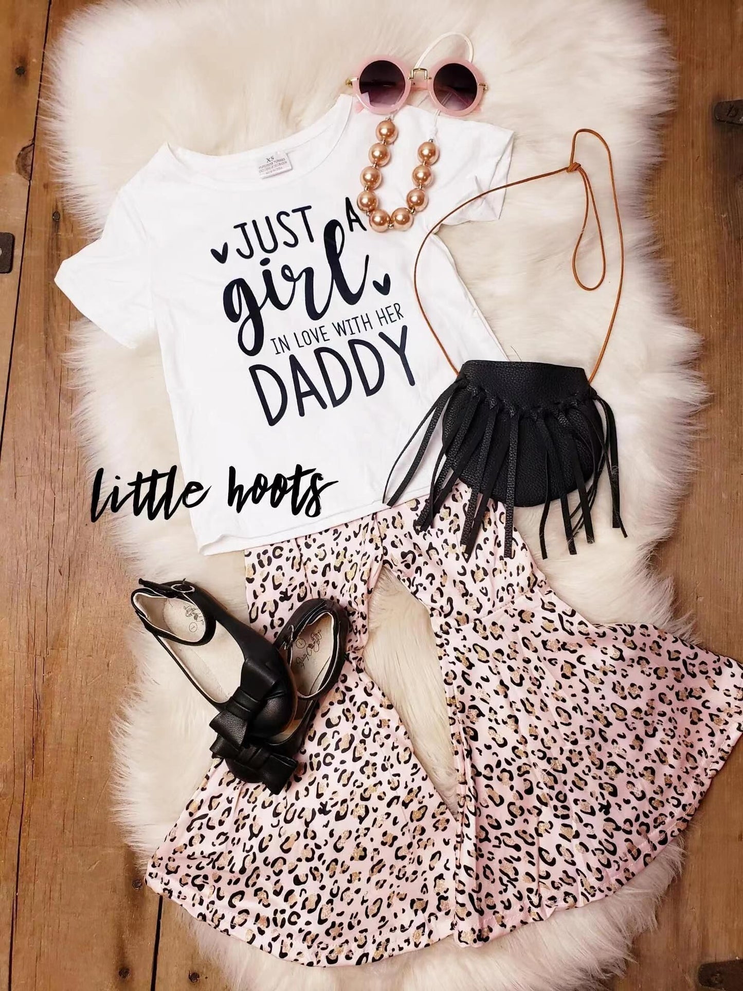 GSPO0266 girl daddy leopard print short-sleeved trousers suit D 7.17