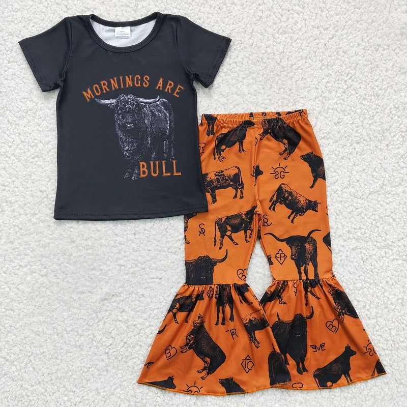 GSPO0286 Girls BULL alpine cow black short-sleeved trousers suit D 8.7