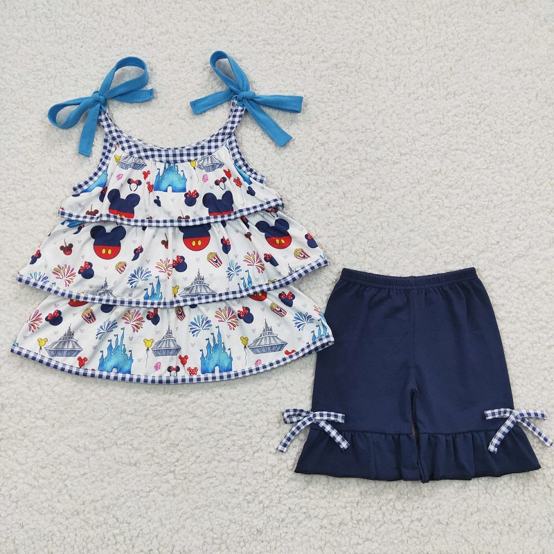 GSSO0218 Baby girl clothes cartoon ruffles summer outfits