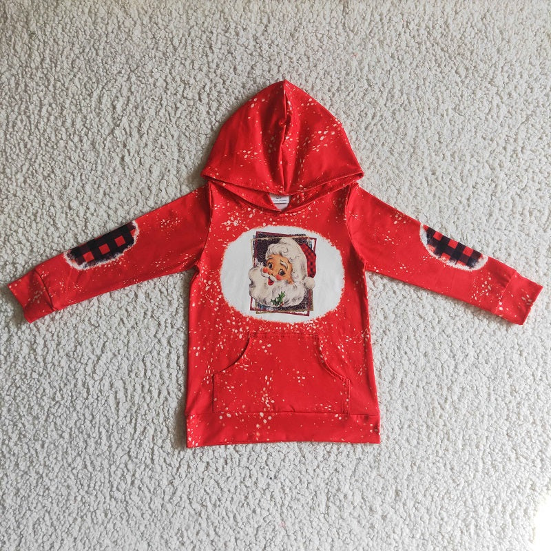 GT0052 Girls Santa Red Hooded Long Sleeve Sweatshirt