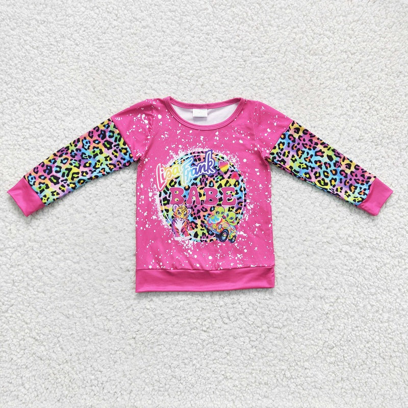 GT0085 Girls LISA FRANK Rose Red Long Sleeve Top