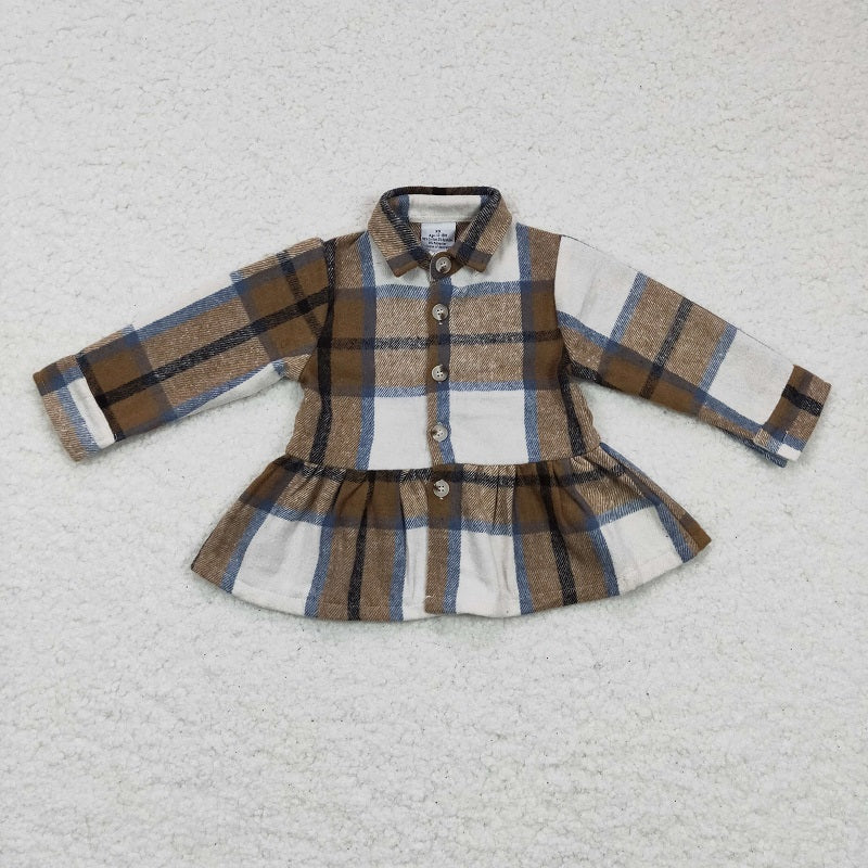 GT0089 baby girl clothes plaid shirt