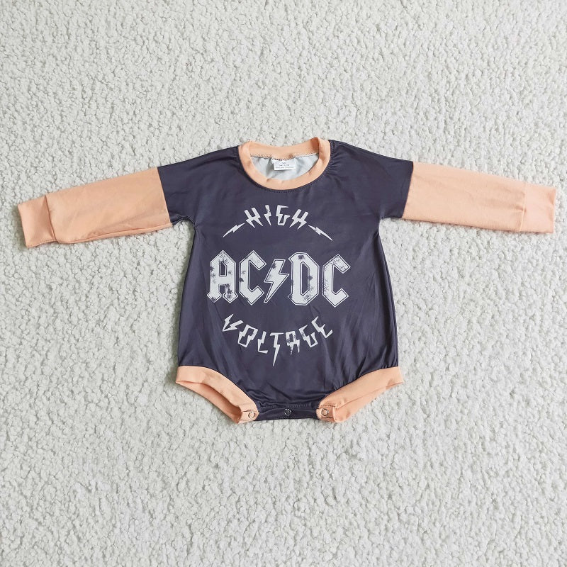 LR0011 Letters Print Black Long Sleeve Bodysuit