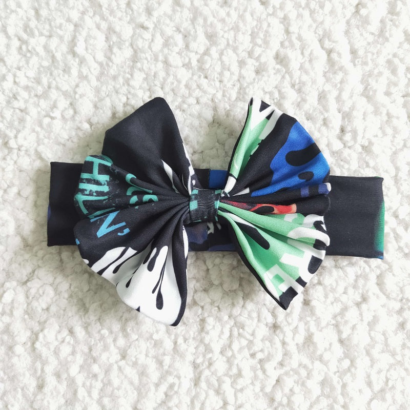 LR0031 Christmas Embroidered Fawn Green Striped Long Sleeve Bodysuit D 901