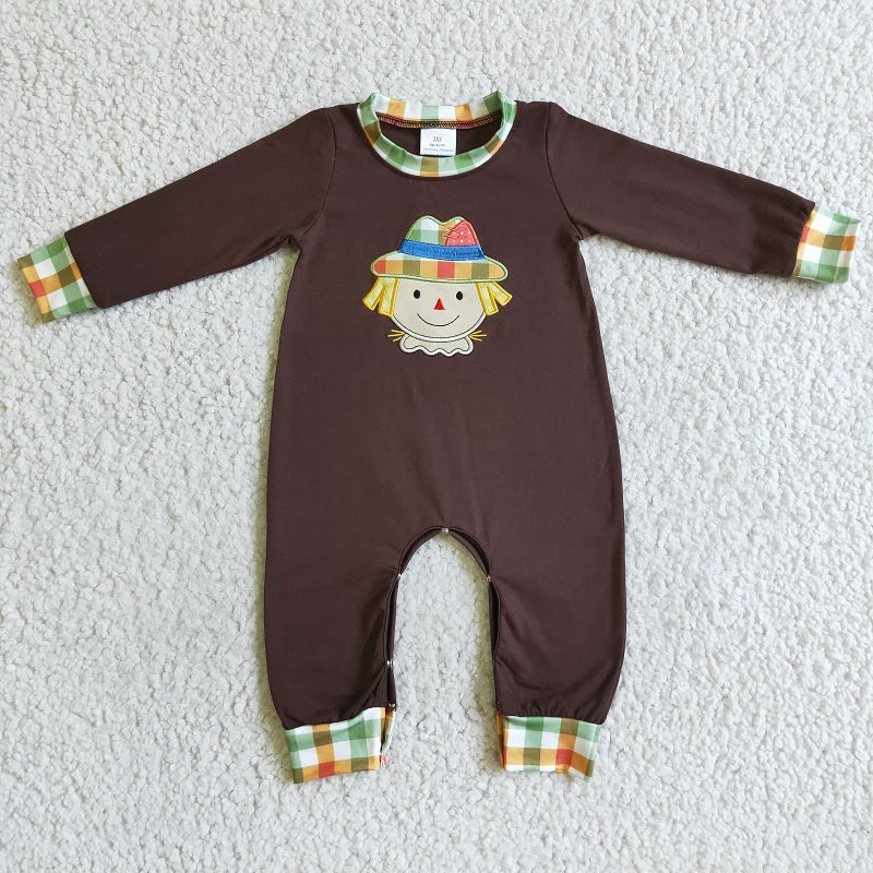 LR0034 BABY BOYS EMBROIDERY SCARECROW ROMPER BODYSUIT