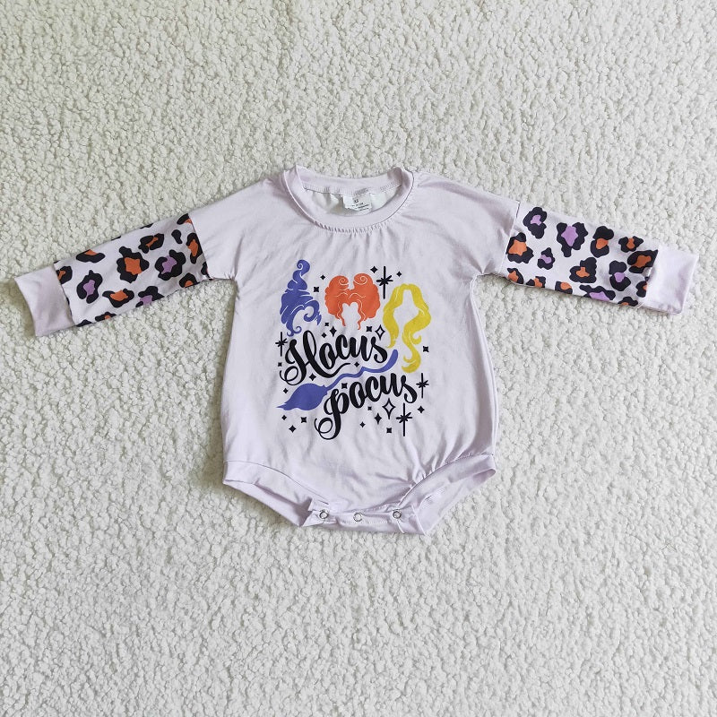 LR0062 BABY GIRLS HALLOWEEN CARTOON LEOPARD LONG SLEEVE SHIRT ROMPER