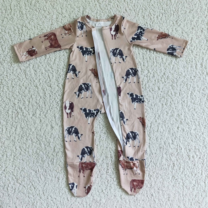 LR0073 COW HEIFER BABY GIRLS ROMPER