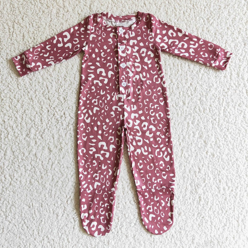 LR0117 Pink Leopard Long Sleeve Bodysuit