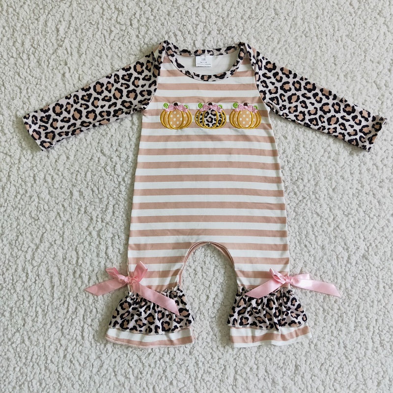 LR0134 FALL LEOPARD PUMPKIN ROMPER