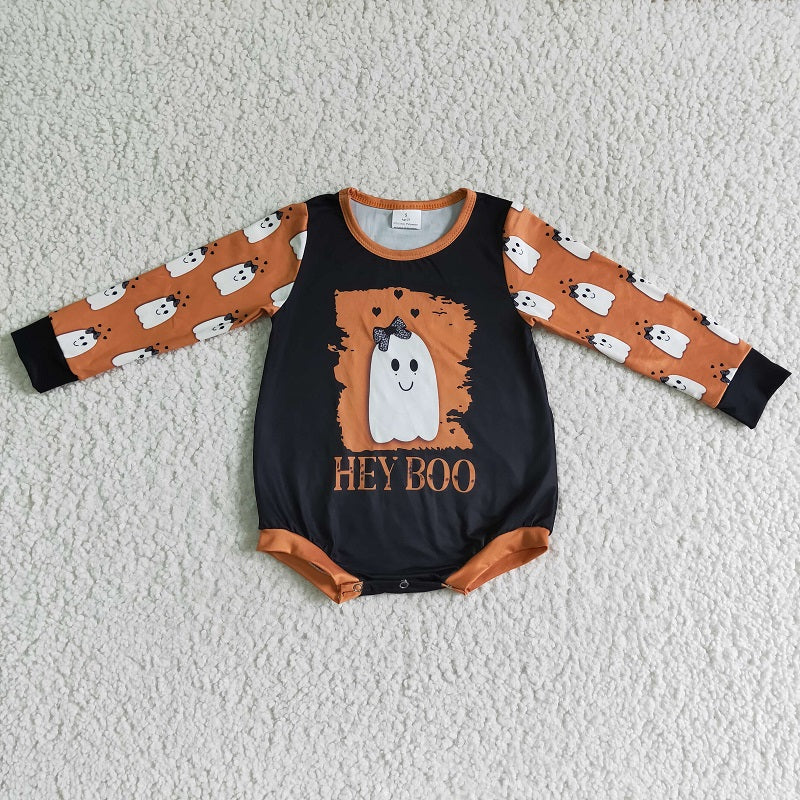 LR0136 Halloween Ghost Long Sleeve romper bodysuit