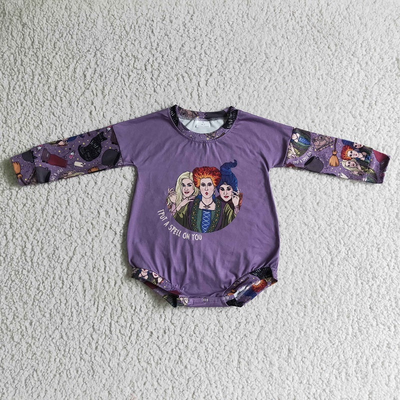 LR0138 Cartoon Purple Long Sleeve Bodysuit