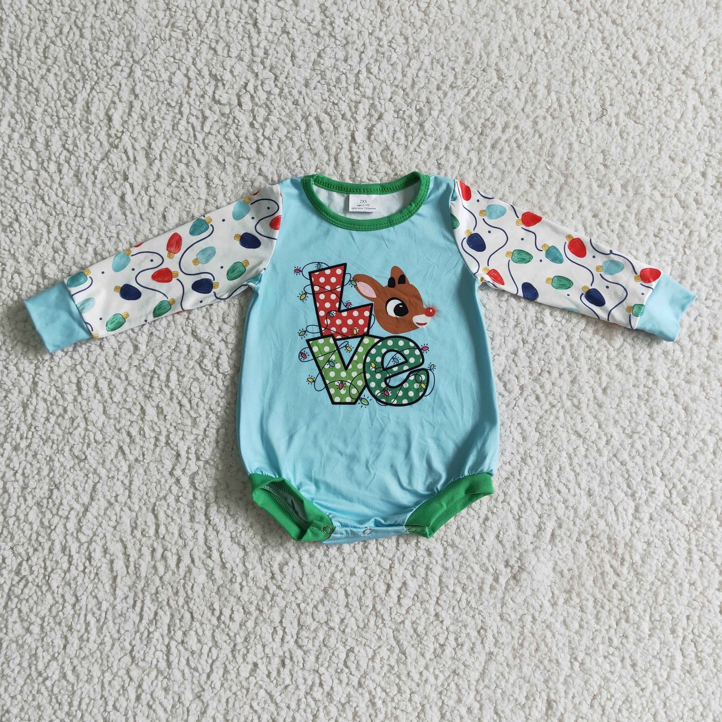 LR0156 love fawn blue long sleeve bodysuit D 1021