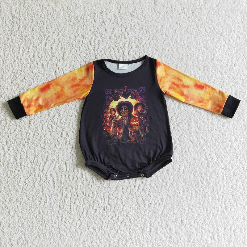 LR0158 Halloween Pumpkin Witch Long Sleeve Bodysuit