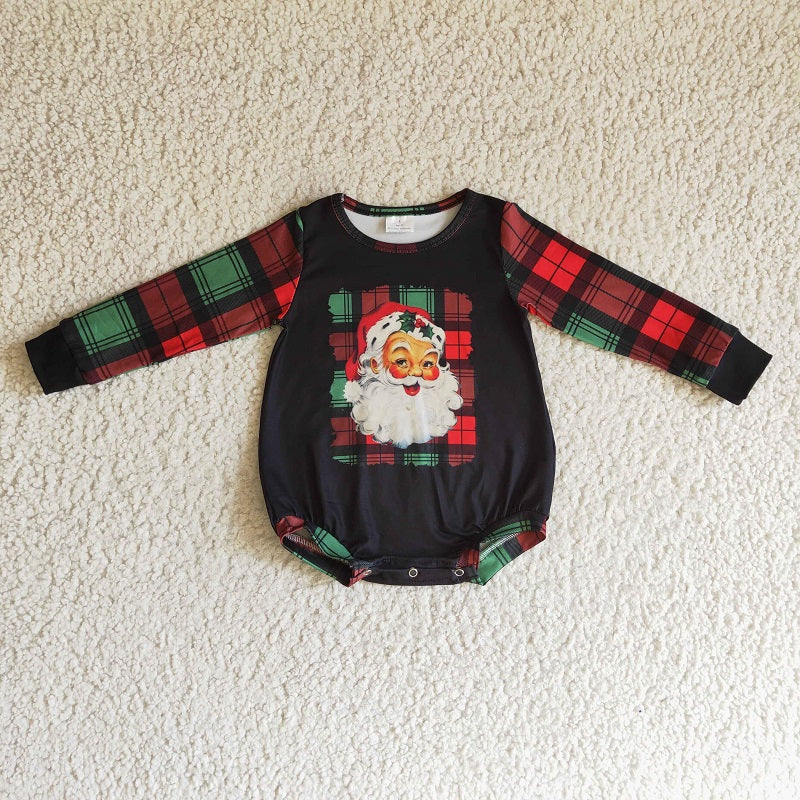 LR0177 Santa's Plaid Long Sleeve Bodysuit