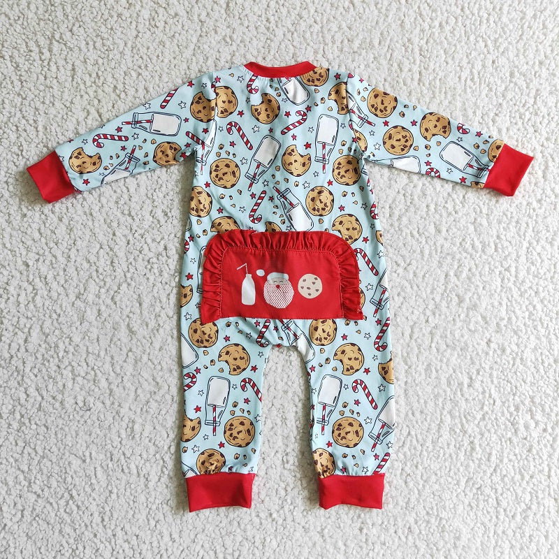 LR0185 Girls Christmas Cookie Milk Long Sleeve Bodysuit
