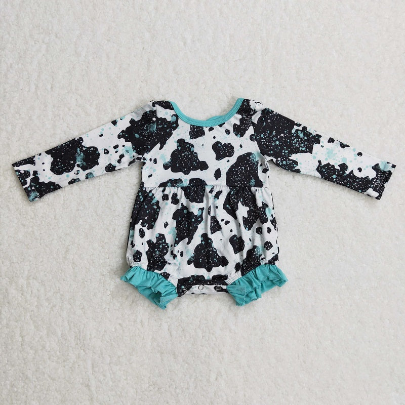 LR0197 BABY GIRLS COW PRINT SHIRT ROMPER