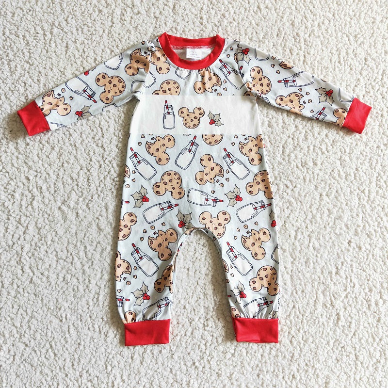 LR0201 Boy Milk Cartoon Biscuit Long Sleeve Bodysuit