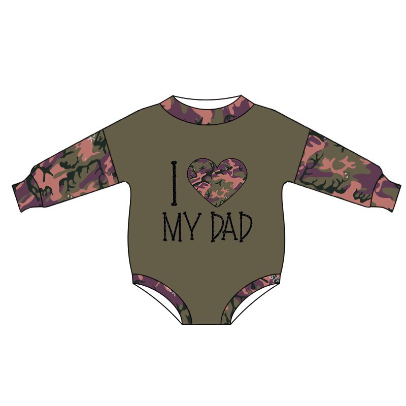 LR0237 MY DAD Green Camo Long Sleeve Bodysuit
