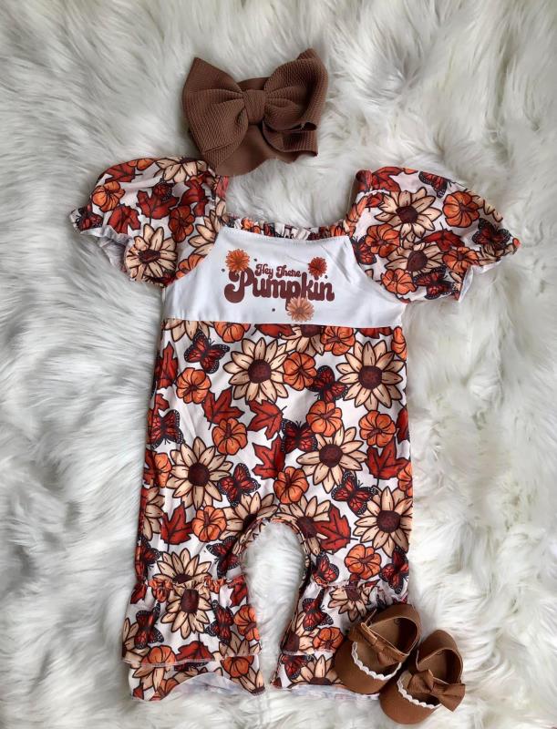 SR0094 BABY GIRLS FALL PUMPKIN ROMPER