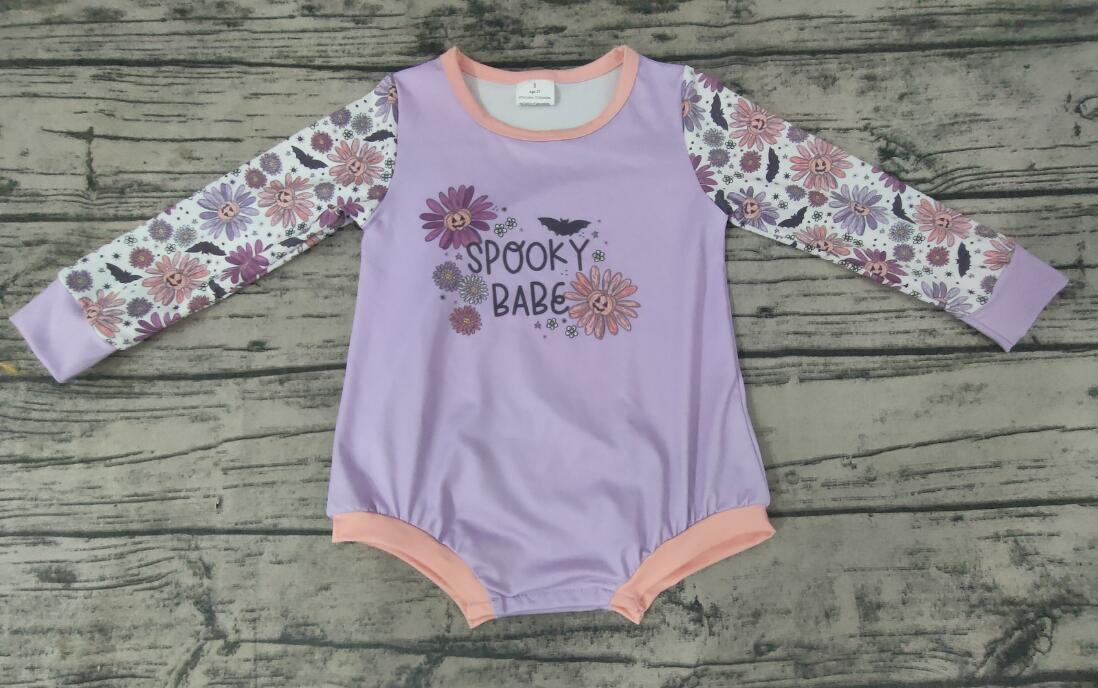 LR0075 Flower Print long sleeve romper bodysuit