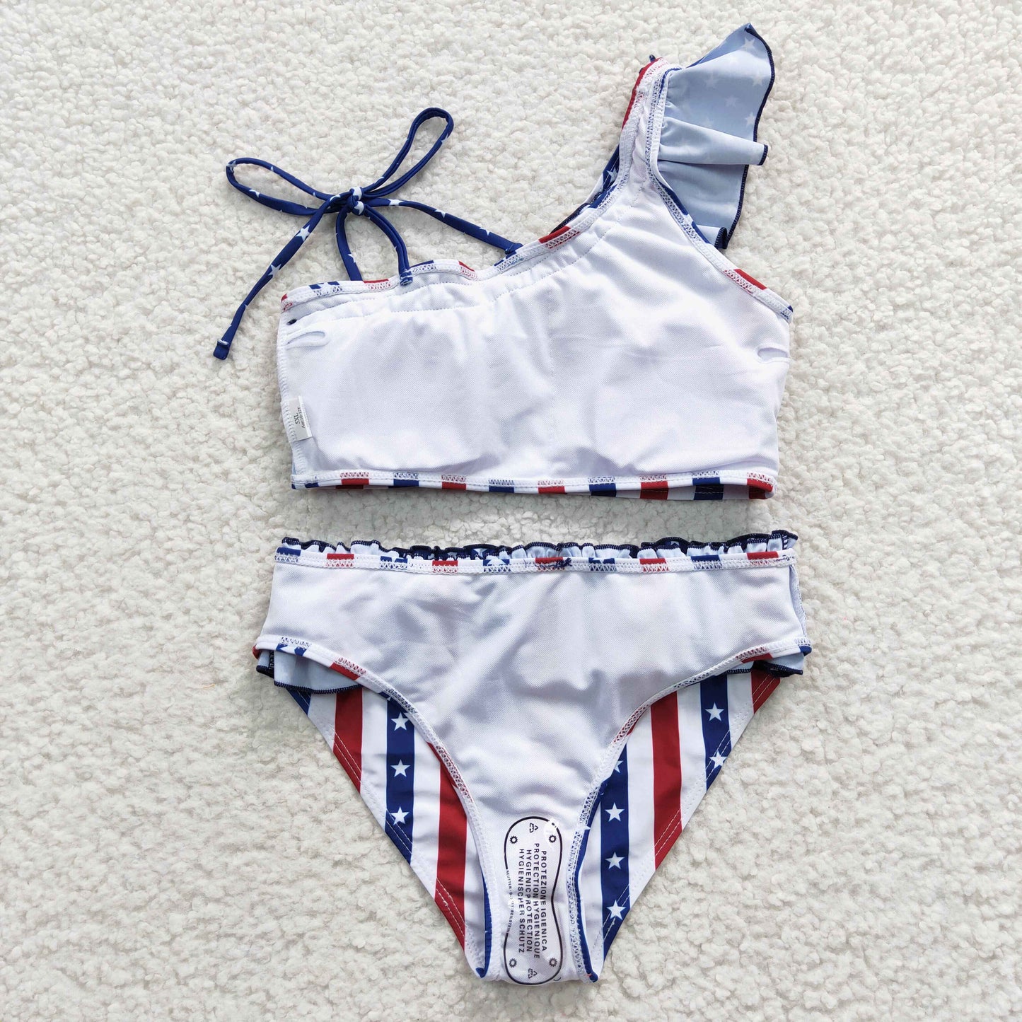 S0042 Baby Girls National Day Stars and Stripes Swimsuit Set