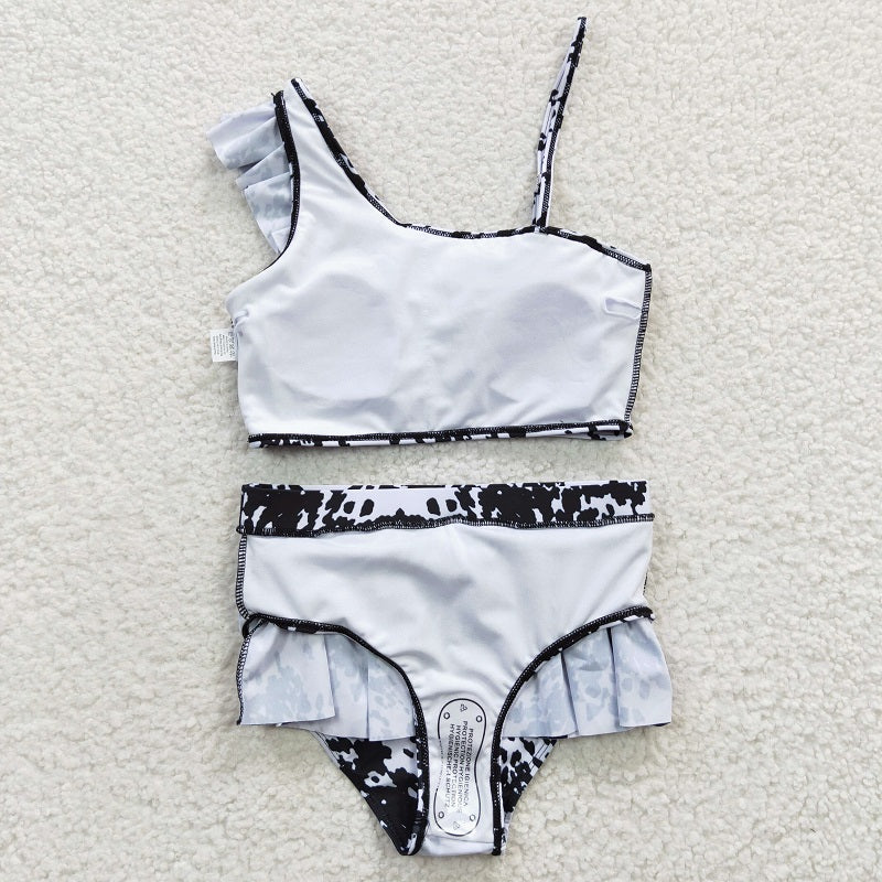 S0123 Black and white ink pattern swimsuit suit