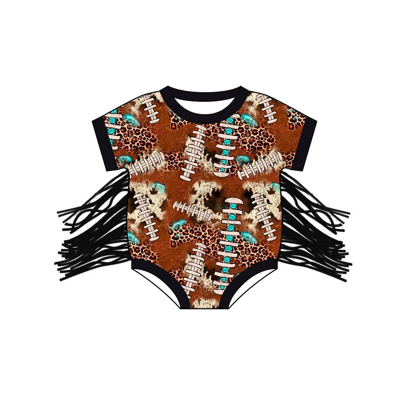 SR0113 Leopard Ink Brown Fringe Short Sleeve Bodysuit D 4.16