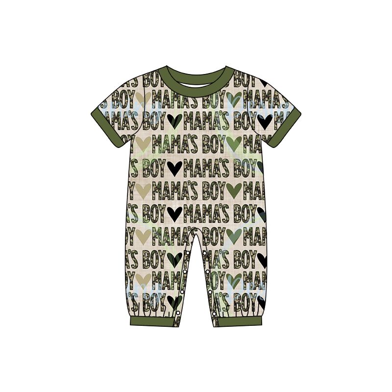 SR0134 Boys MAMAS BOY Green Short Sleeve Bodysuit