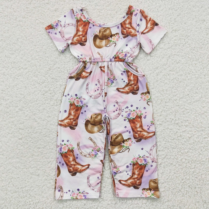 SR0225 Baby girls boots hat short sleeve jumpsuit