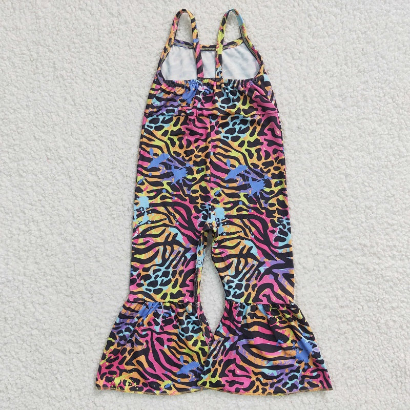 SR0232 Baby Girls Color Leopard Camisole Jumpsuit