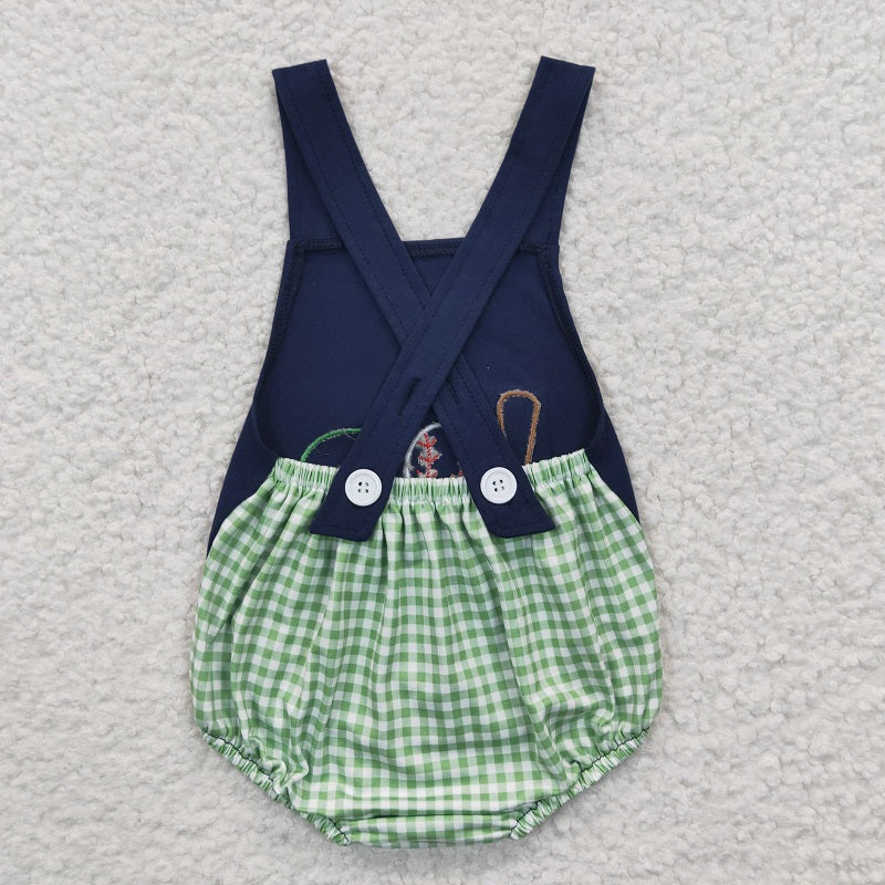 SR0272 Baby Boys Embroidered Baseball Navy Blue Vest Onesie Bodysuit